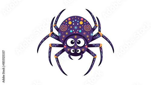 Cute Cartoon Spider with Colorful Patterns