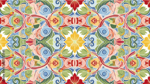 Colorful Floral Pattern Seamless Design, Abstract Decorative Vintage Fabric Motif