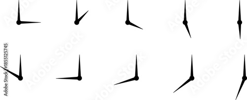 Collection of clock hands showing different times Vector