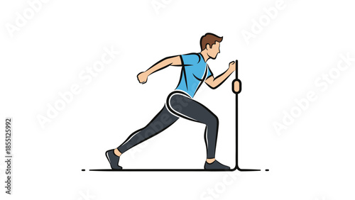 Man Running with Crutch Vector Illustration.