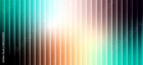 neon blue glass stripes, abstract blue white green vertical light bars background on black. Sharp ribbed distortion, cinematic glow; futuristic texture background, vector illustration