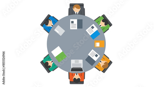 People Working Together Around Table Illustration.