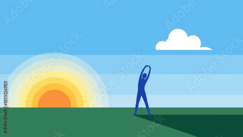 Person Practicing Yoga Outdoors at Sunrise.