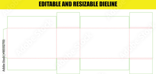 Editable Resizable Packaging Box Dieline Template for Custom Design