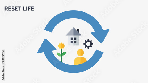 Reset Life Cycle Graphic Illustration Concept.