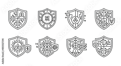 Collection of intricately designed shields