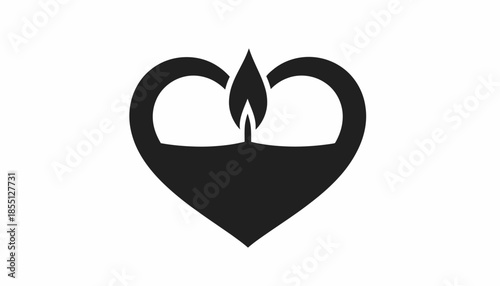 Heart shaped candle flame vector illustration for love and romance.