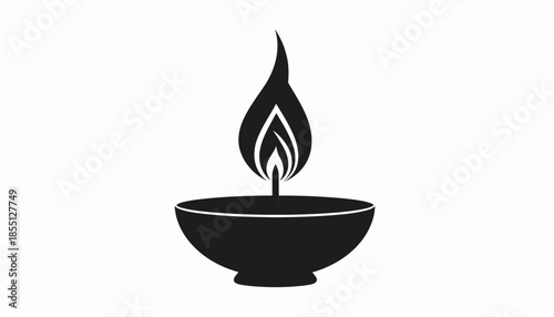 Elegant black and white vector illustration of a candle flame.