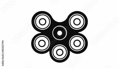 Black and white illustration of a fidget spinner toy on a white background.