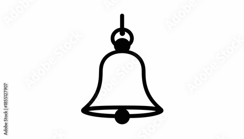 Simple vector graphic illustration of a hanging bell on white background.