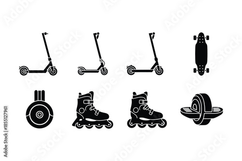 Modern Urban Mobility and Personal Transportation Icon Set