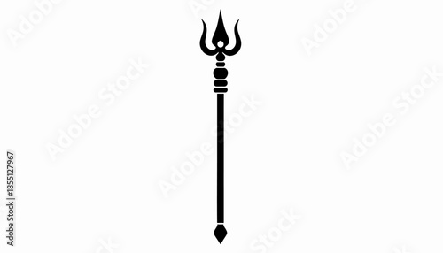 Black silhouette of Shiva's trident on a white background.