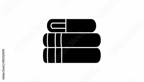 Stack of neatly folded towels in a simple black and white vector illustration.