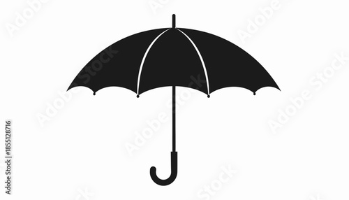 Simple black umbrella vector illustration on white background.