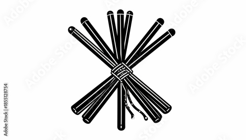 Fasces symbol in black and white, ancient Roman power emblem.