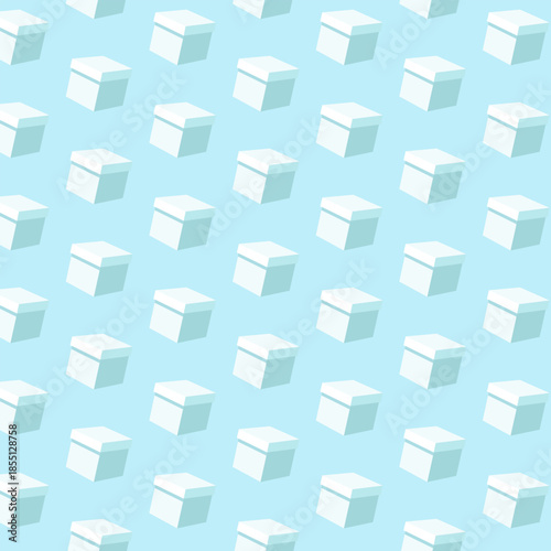 Seamless Isometric Cube Pattern in Light Blue Winter Colors