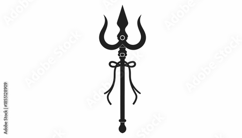 Trishul Trident Weapon of Hindu God Shiva Isolated Vector Illustration.