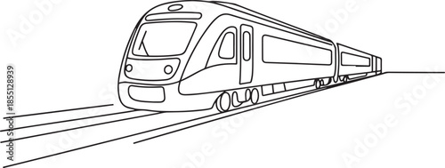 Single one line drawing of train seen from the front prepares to carry passengers quickly, safely and comfortably to their destination. one line Icon drawing