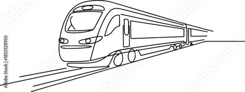 Single one line drawing of train seen from the front prepares to carry passengers quickly, safely and comfortably to their destination. one line Icon drawing