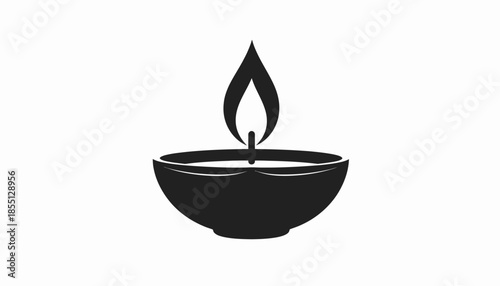 Simple vector graphic of a candle flame in a bowl.