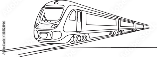 Single one line drawing of train seen from the front prepares to carry passengers quickly, safely and comfortably to their destination. one line Icon drawing