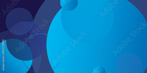 Dynamic abstract blue gradient circles background with modern digital design elements for technology and business presentations
