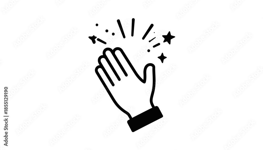 Obraz premium Clapping hands with starbursts, a symbol of appreciation and success.