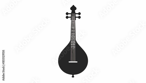 Silhouette of a stringed musical instrument called Rudra Veena.