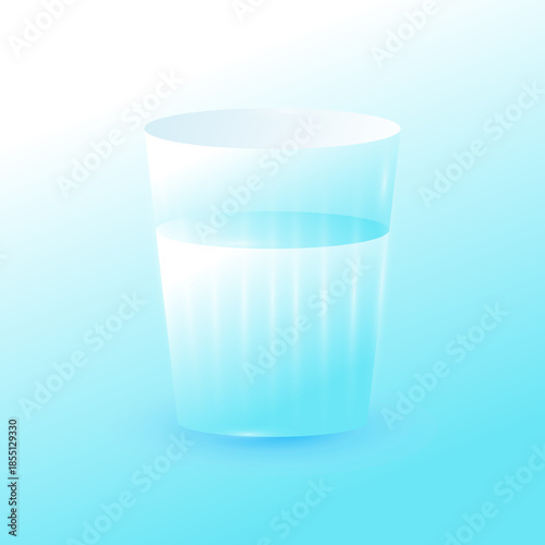 Minimal Glass of Water on Light Blue Background