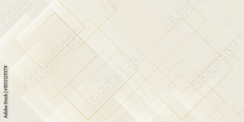Abstract background with light beige and gold geometric squares and lines, creating a modern elegant design for presentations