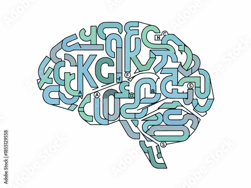 Creative brain concept illustration, thoughts and ideas, mental health, cognitive function, intellect