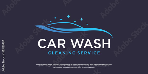Car wah logo with creative concept Premium Vector