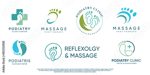Feet massage logo collection with creative unique style Premium Vector