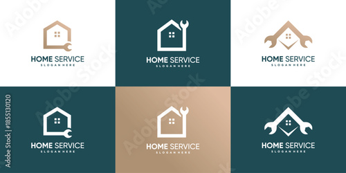 House service logo collection with creative unique element Premium Vector