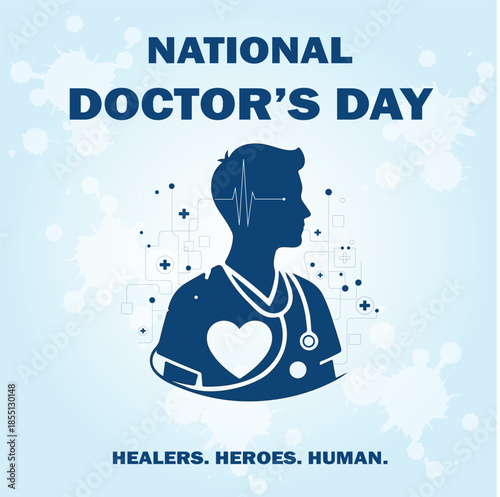 A silhouette of a doctor with a stethoscope for National Doctor's Day.