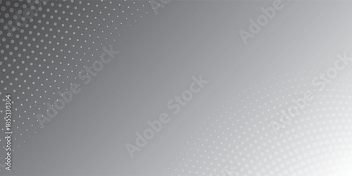 Abstract grey and white gradient background with modern halftone dot patterns for digital design