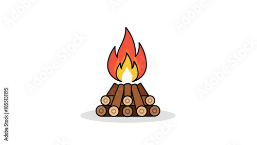 Warmth of the Embers: A simple yet captivating illustration of a bonfire, where glowing flames dance atop carefully arranged logs. This imagery can evoke a sense of coziness and storytelling.