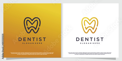 Dental logo design with creative element style Premium Vector part 5