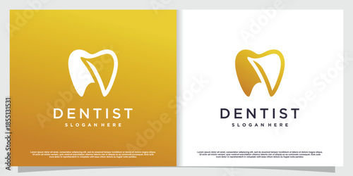 Dental logo design with creative element style Premium Vector part 6