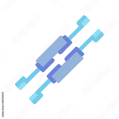 Modern gas springs isolated on black studio background