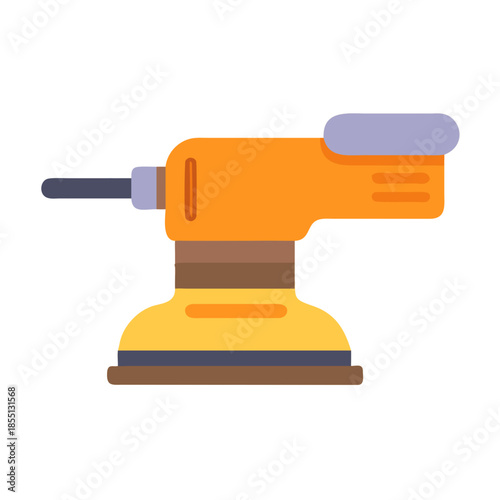 Flat vector illustration of an orbital sander tool on black