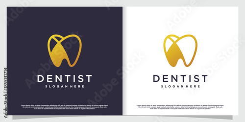 Dental logo design with creative element style Premium Vector part 9
