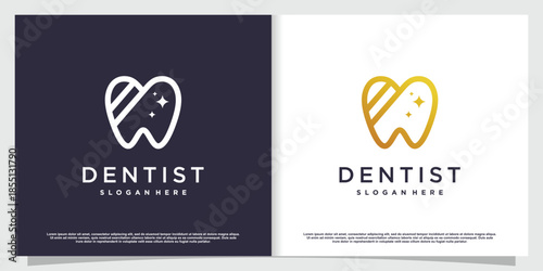 Dental logo design with creative element style Premium Vector part 11