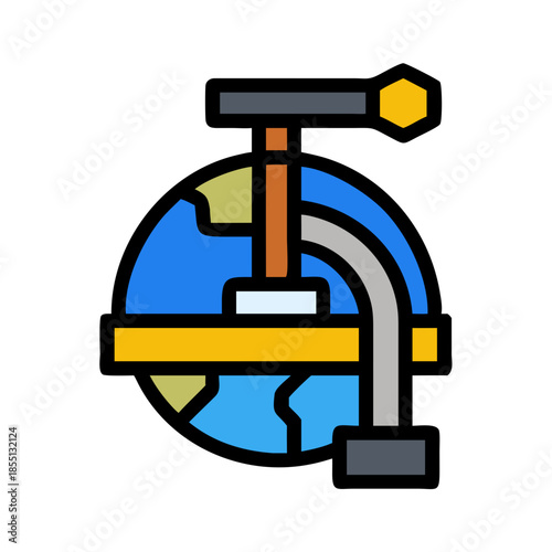 Stylized image depicting the earth squeezed in a clamp