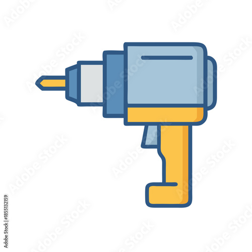 Illustration of an electric drill on a black background
