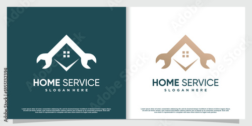 House service logo design with creative unique element Premium Vector part 3