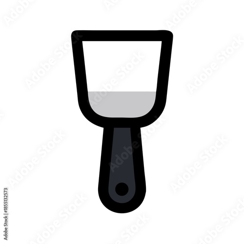 Gray scraper tool on a black background, centered