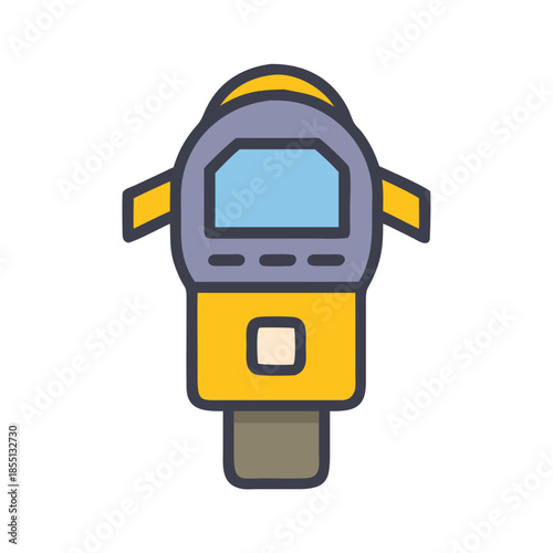 Digital theodolite icon modern surveying instrument flat design style