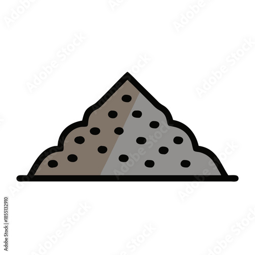 Stylized sand dune with black spots, minimalist vector art