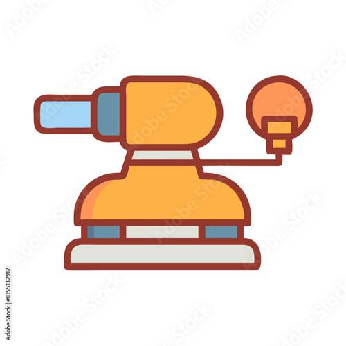 Icon of a yellow surface finishing sander on black background